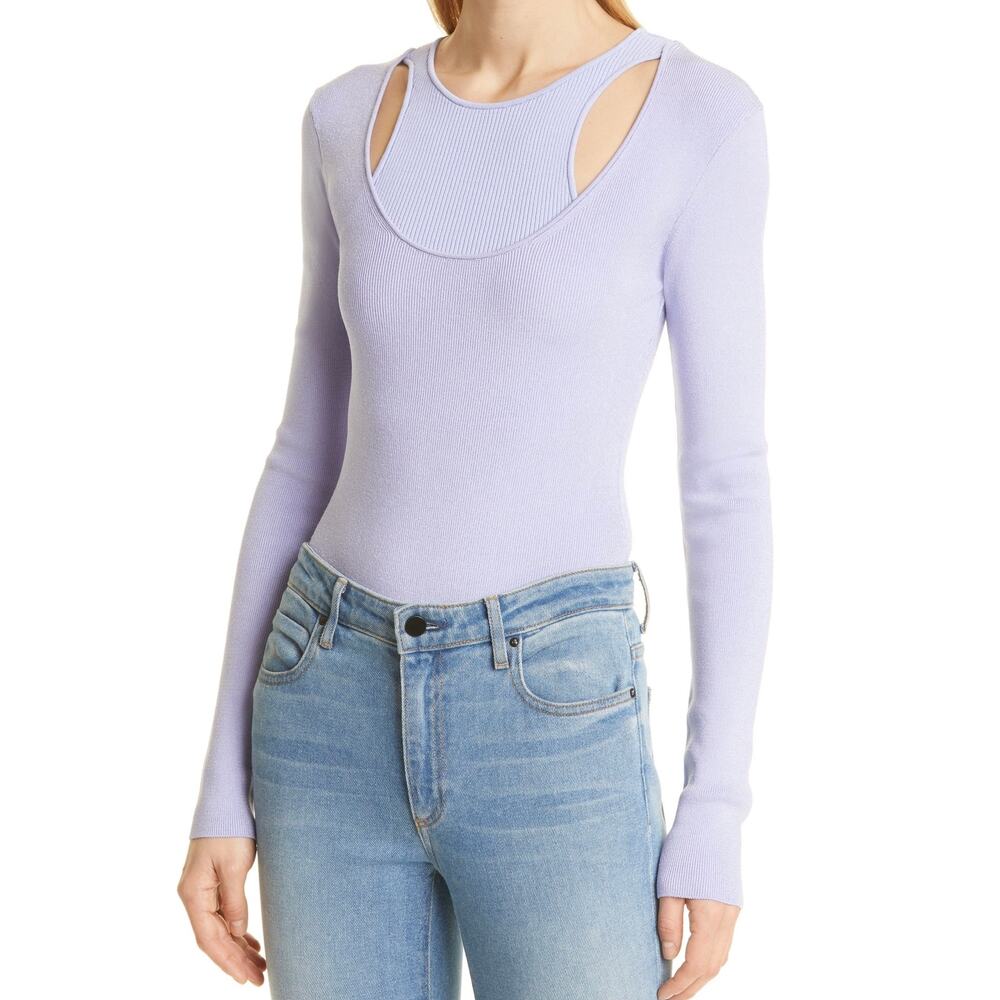 Gauge81‎ Lilac Purple Gyda Ribbed Long Sleeve Layered Bodysuit Size M
